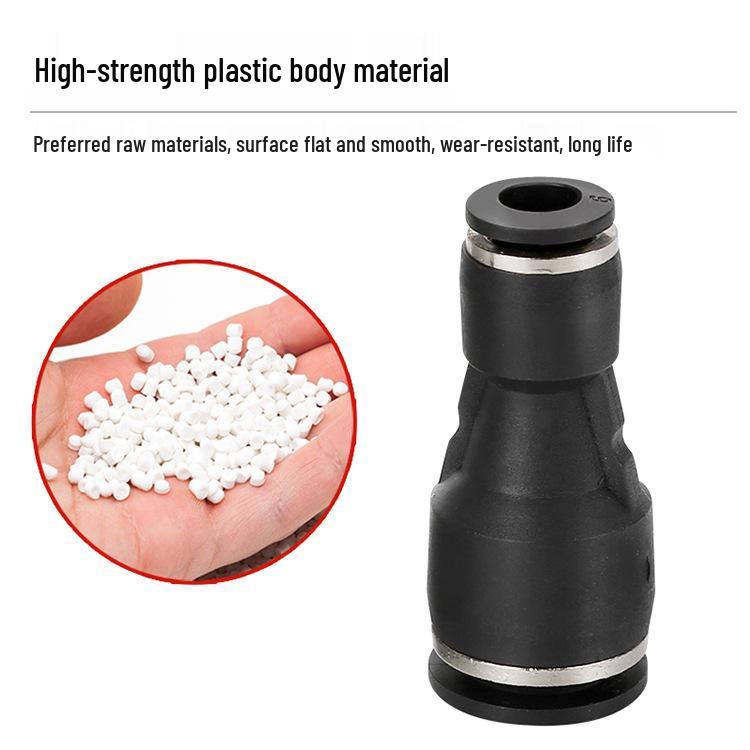 Straight Quick Push-In Pneumatic Air Tube Connector, PU Sizes 6-16, Plastic Two-Way Joint