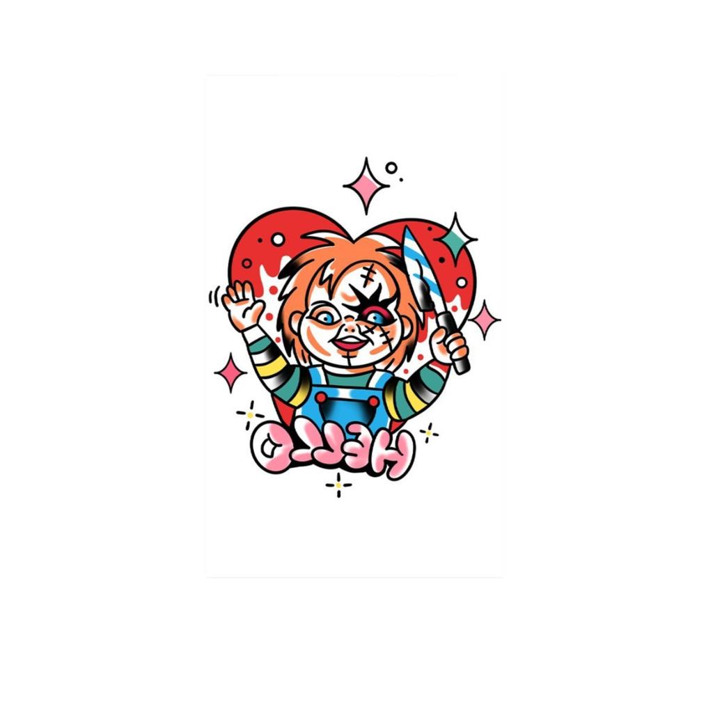 Ghost Chucky Cartoon Tattoo Sticker Sweet Cool Dark Wind Waterproof Lasting Arm Personalized Color Pattern Sticker