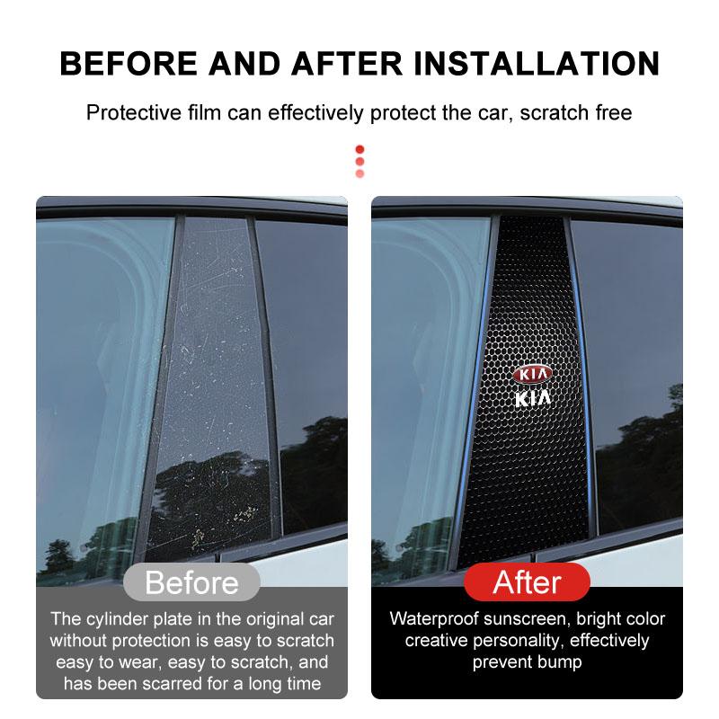 2Pcs Car Logo Center Pillar Protective Film Anti-scratch 3D Sticker Decal For KIA Cerato Sportage R K2 K3 K5 K6 K7 K8 RIO 3 4 Sorento Picanto