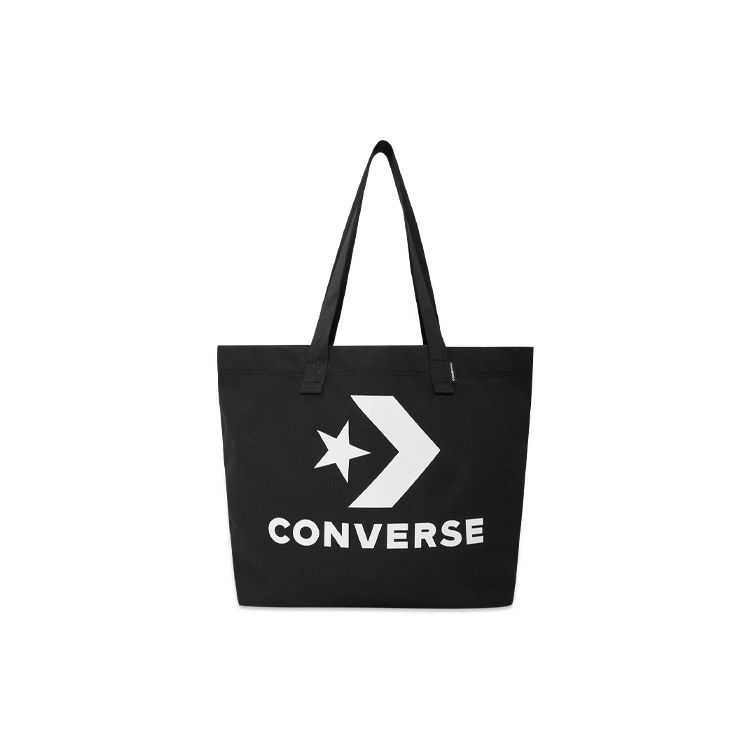 Converse Sports Leisure Letter Logo Large Capacity Polyester Tote Shopping Bag Unisex tote bags Black 10024675001 Black