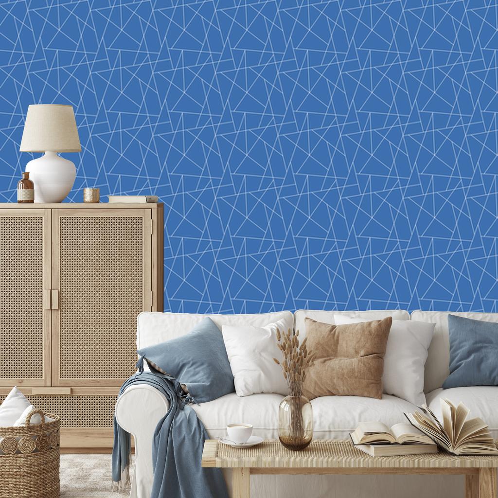 Wallpaper Geometric Pattern Blue, Soft Shapes 50x1000