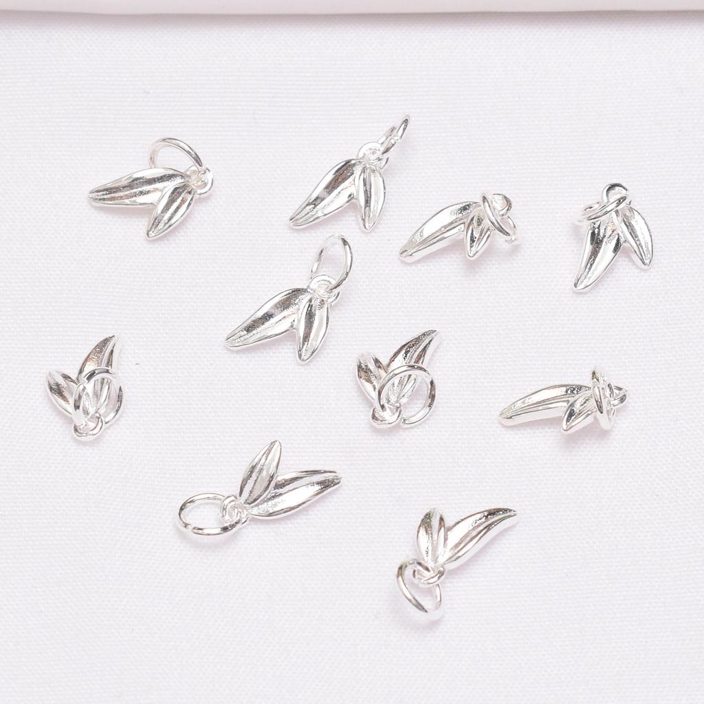 10pcs Color-Preserving Ancient Sand Gold Bamboo Leaf Small Pendant Beaded Diy Handmade Braided Rope Bracelet Necklace Accessories Bamboo Pendant