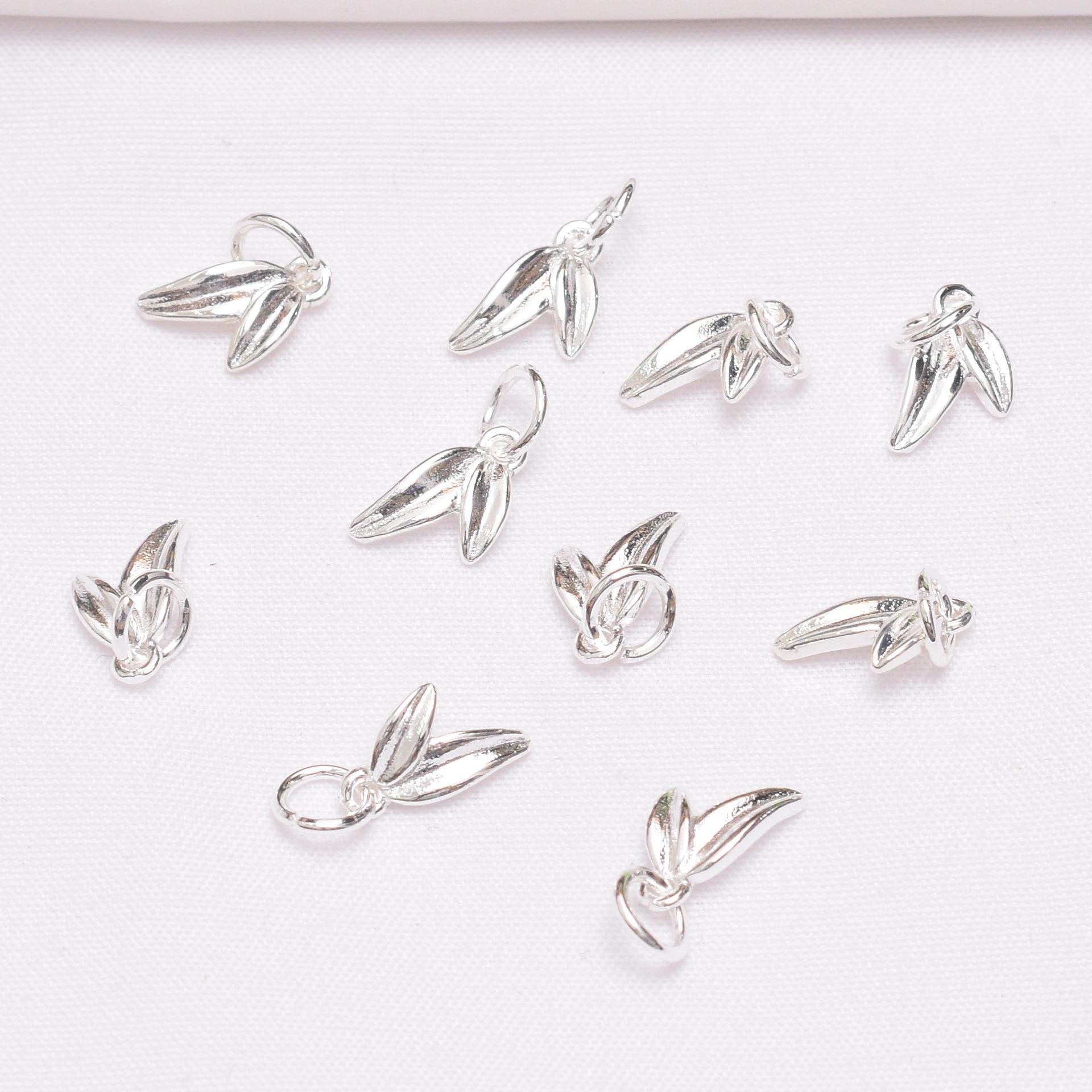 

10pcs Color-Preserving Ancient Sand Gold Bamboo Leaf Small Pendant Beaded Diy Handmade Braided Rope Bracelet Necklace Accessories Bamboo Pendant