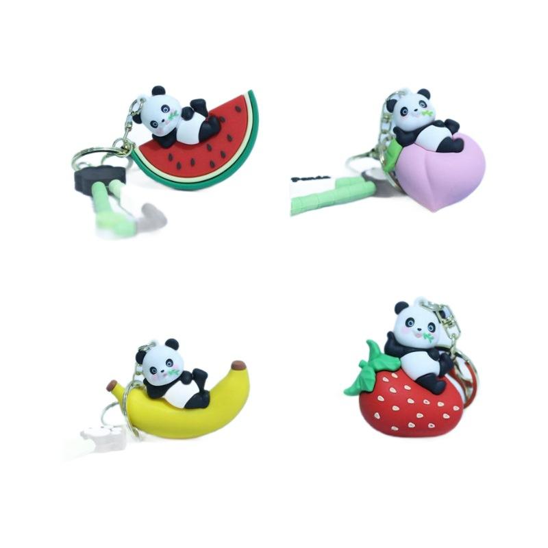 Collectible Cartoon Panda Plush Keychain In Multiple Fruit Designs With Super Fill Soft