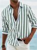 Casual Men's Long Sleeve Striped Shirt, Button-Down for Daily Wear