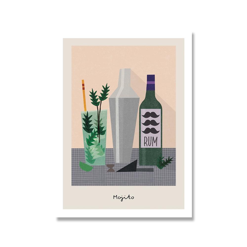 Gin Rum Margarita Mojito Beer Wine Cocktail Wall Art Canvas Painting Nordic Posters And Prints Wall Pictures For Bar Room Decor