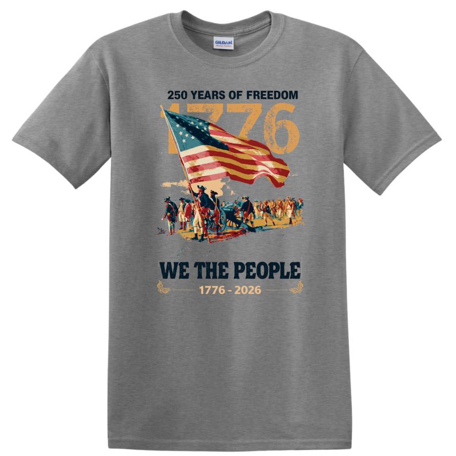 250 Years Of Freedom T Shirt 1776 We The People American Flag Retro Patriot Tee 4XL