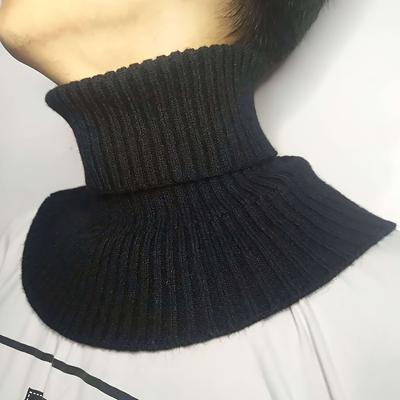 Winter Men Knitted Scarf Fake Collar Detachable Turtleneck Neck Warmer Windproof Cotton Scarf  Ruffles Wrap Collar Cover 27*18Cm
