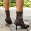 Fashion Fashion Solid Elastic Socks Boots Women 2025 Autumn Sexy Pointed Toe High Heel Ankle Boots Brand Design Solid Booties Size 43