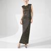 Vestido de Banquete Elegante sin Mangas Ajustado Metálico Plisado Miyake para Mujer