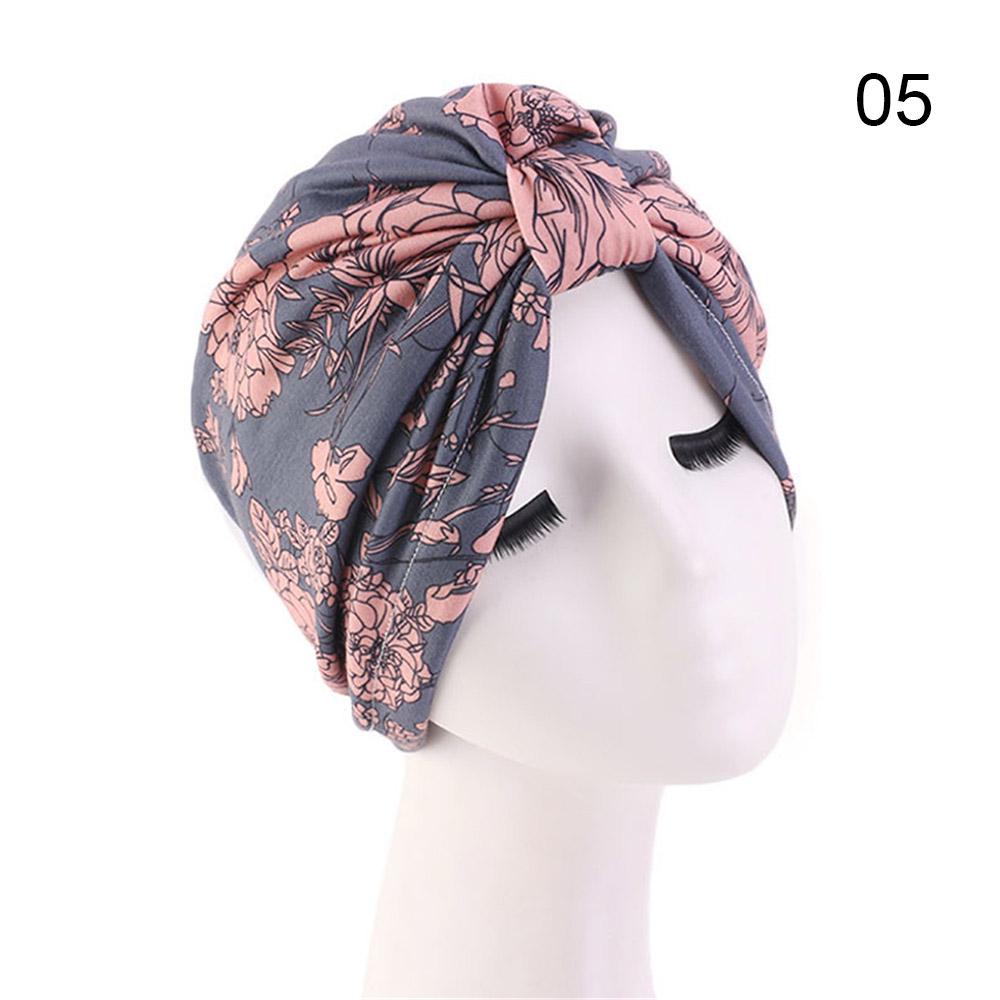 Solid Color Women Elastic Cotton Fold Turban Hat Soft Bonnet Muslim Hijab Ladies Head Wrap Warm Beanies Chemo Hat