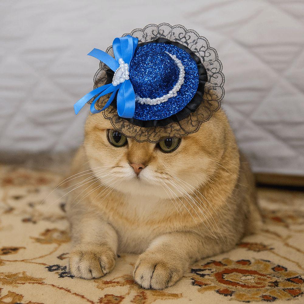 Sequin Pet Halloween Hat British Style Pet Decorative Hat Pet Accessories Cat Lace Hat  Pet Show