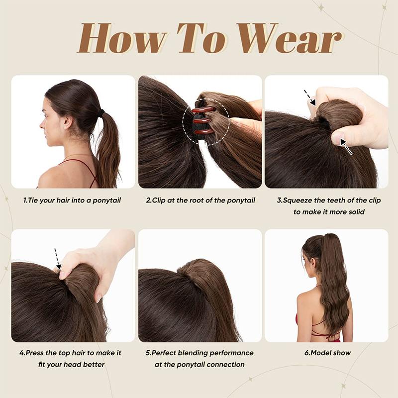 Grasp Clip Silver Buckle Braid Ponytail Synthetic Wig Long Straight Ponytail Wig Natural and Comfortable To Wear Simple To Wear