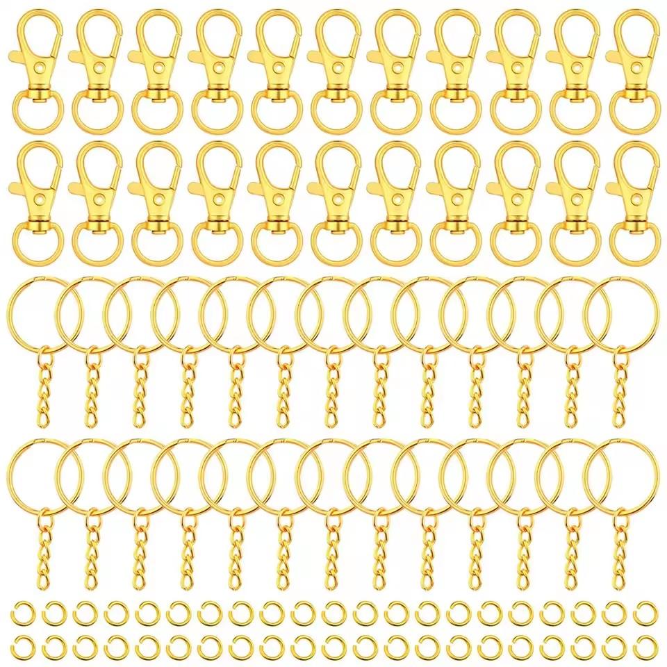 90Pcs/Set Key Chain Rings Pendants Keychain Hardware Key Hooks with Key Rings and Jump Ring DIY Crafts Keychain Making Supplies