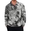 Men's Casual Retro Small V-neck Long-sleeved Top