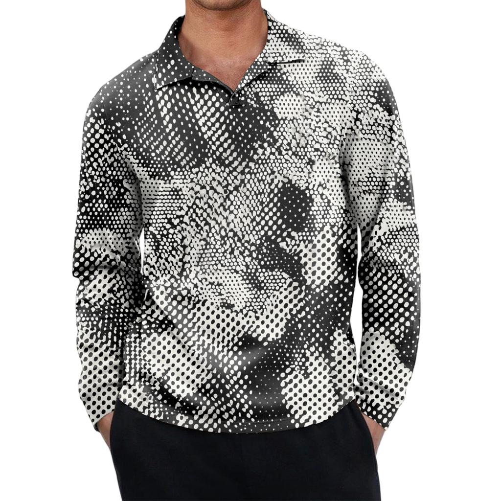 Men's Casual Retro Small V-neck Long-sleeved Top