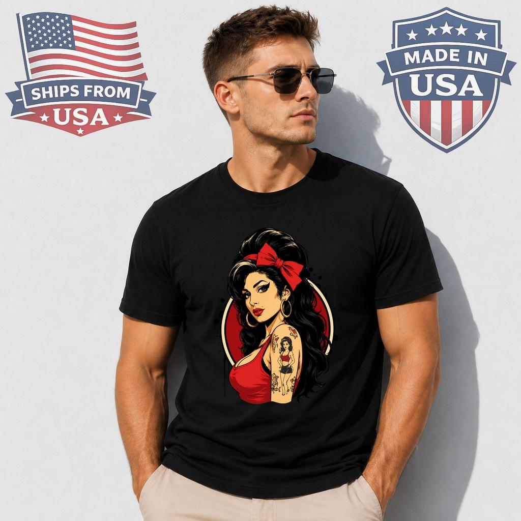 Tattooed Woman Portrait Graphic T-Shirt Ink Art Design