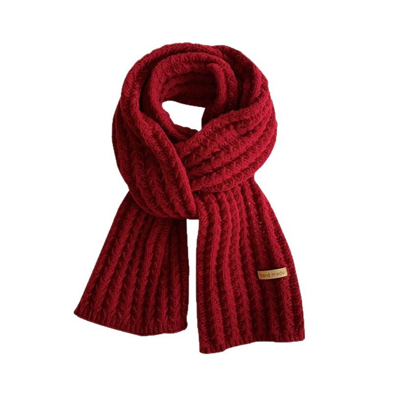 Women's Red Angora Wool Knitted Scarf - Autumn & Winter 2025 Style