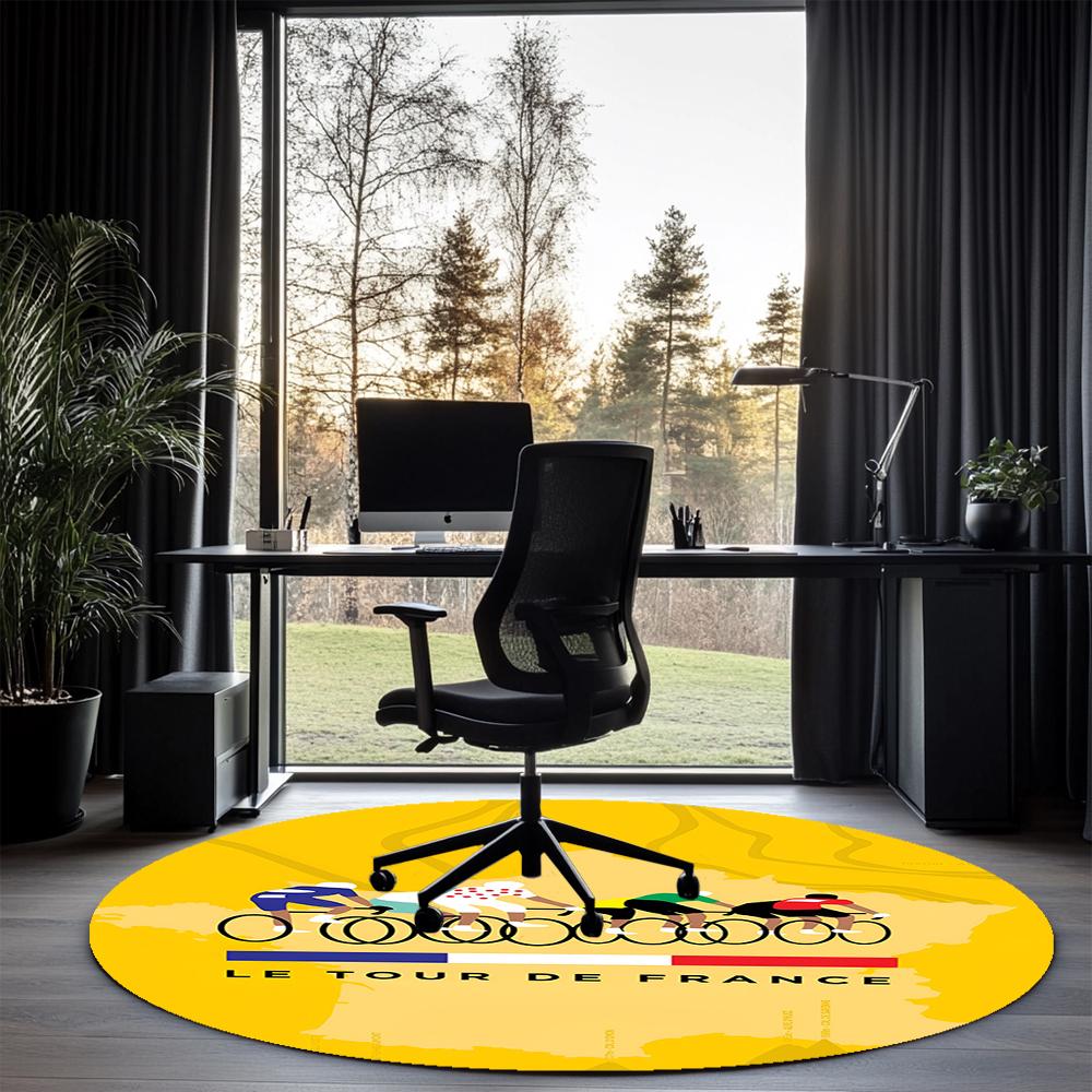 Tour de France Printed Round Rug Carpet Chair Rug Area Rug Entryway Doormats,for Office Chair Living Room Bedroom Kitchen Room.