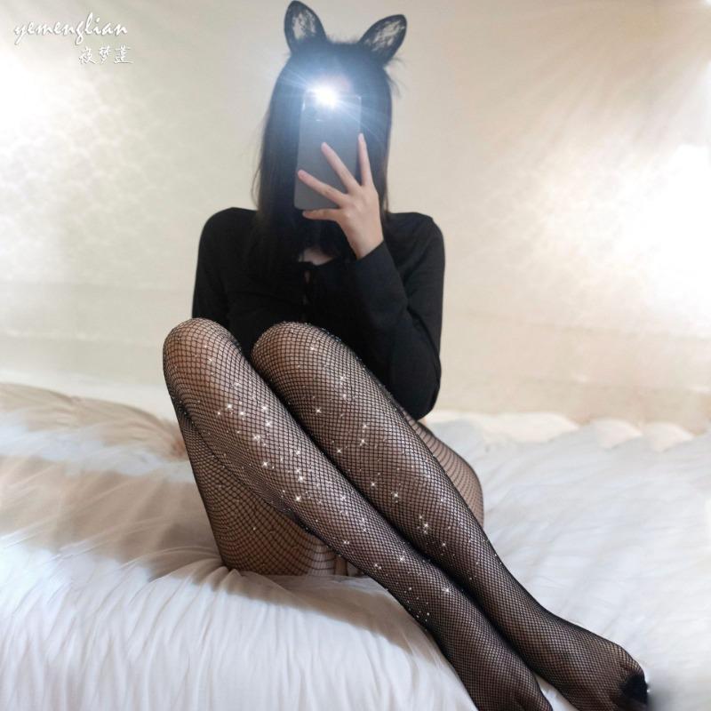 Sex underwear hot diamond mesh socks sexy hollow black stockings nightclub dancing pantyhose fishing net socks anti-hook silk legs