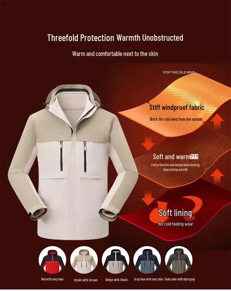 Au Li Rong Windproof Jacket: Customizable with Logo Embroidery, Detachable, Plus Velvet for Workwear