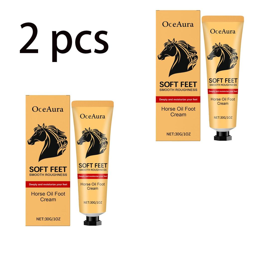OceAura Krém na nohy proti praskání Oprava popraskaných pat Krém s koňským olejem Hladké odstranění odumřelé kůže Mozoly Proti vysoušení Péče o pokožku rukou a nohou 30g