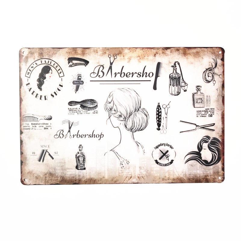 Haircut & Shave Retro Metal Plates Pub DecorationAdvertising Barbershop Wall Stickers Top Hairstyle Art Plaque Home Decor