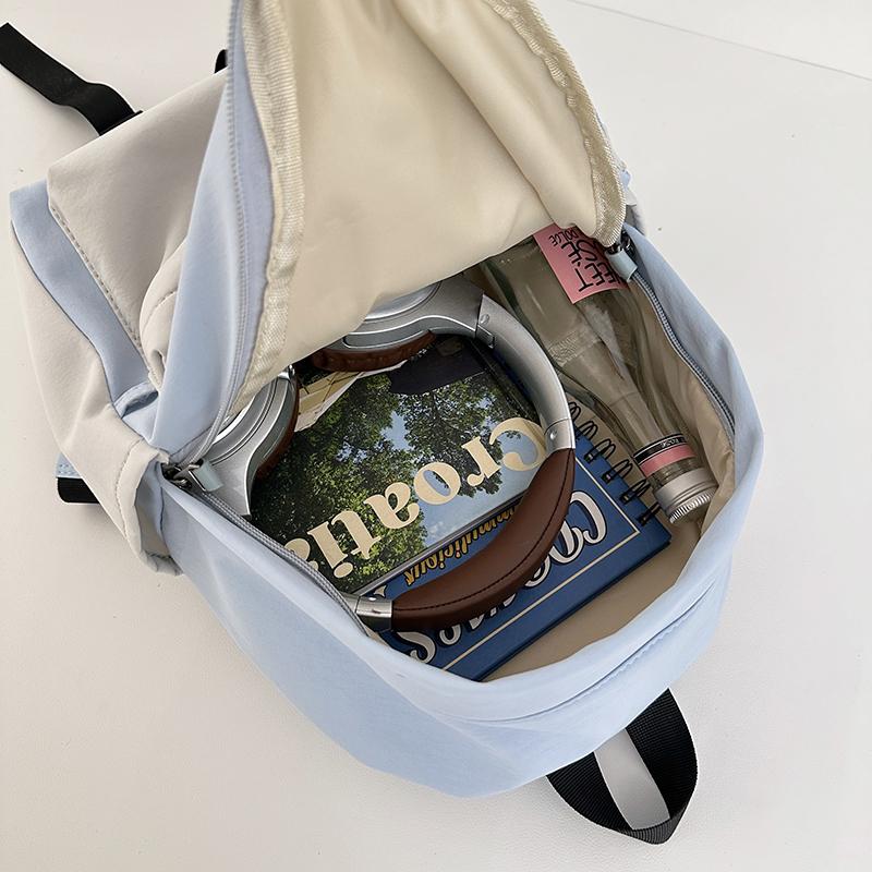 Contrast Color Backpack Junior High School Student Schoolbag Women's Lightweight Backpack
