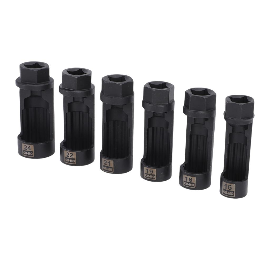 6ks Sada nástrčných klíčů na matice tlumičů 16mm 18mm 19mm 21mm 22mm 24mm   Sada klíčů pro demontáž matic tlumičů