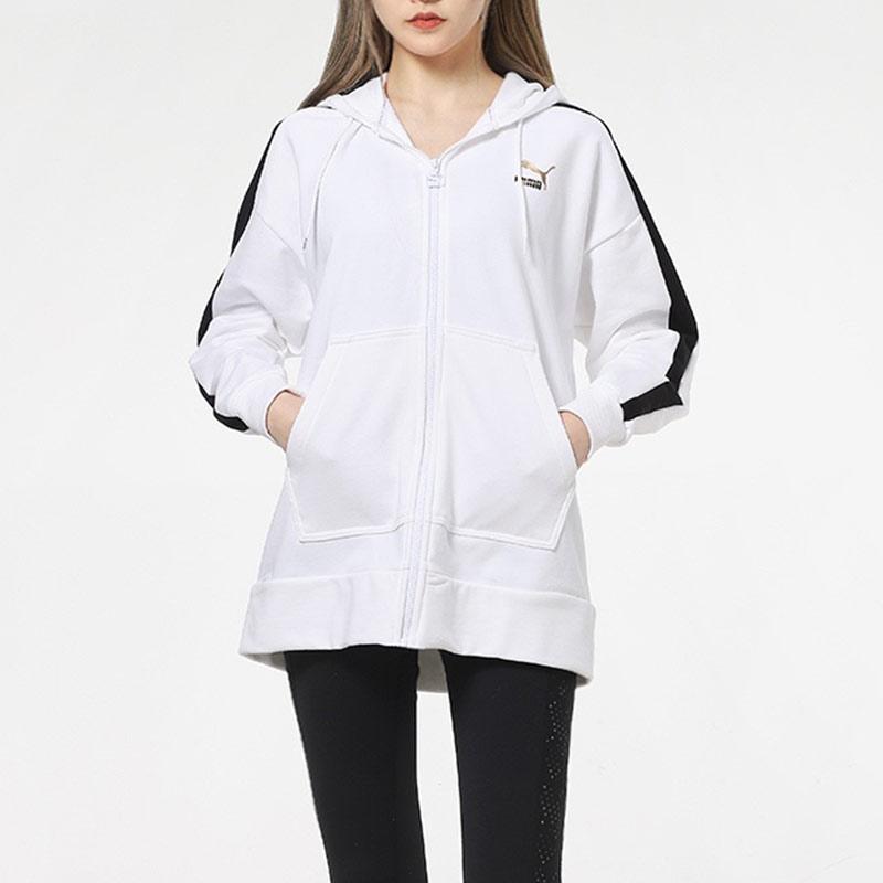 Puma SS21 Side Stripe Zip Hoodie Women Hoodie White 531278-02
