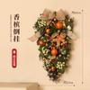Handmade PVC Christmas Wreath Hanging Ornament Indoor Small Pine Needle Cones with Upside Rattan Bow Pendant Indoor Decorations
