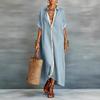 Spring 2026 Women's Color-block Cotton Linen Shirt Dress