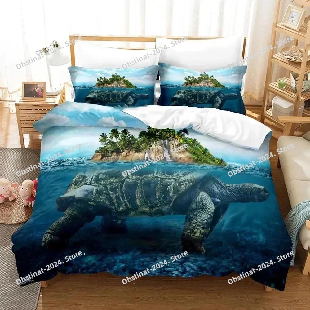 3D Print World Turtles Turtle Island Bedding Set Duvet Cover Bed Set Quilt Cover Pillowcase Comforter king Queen Size Boys Adult