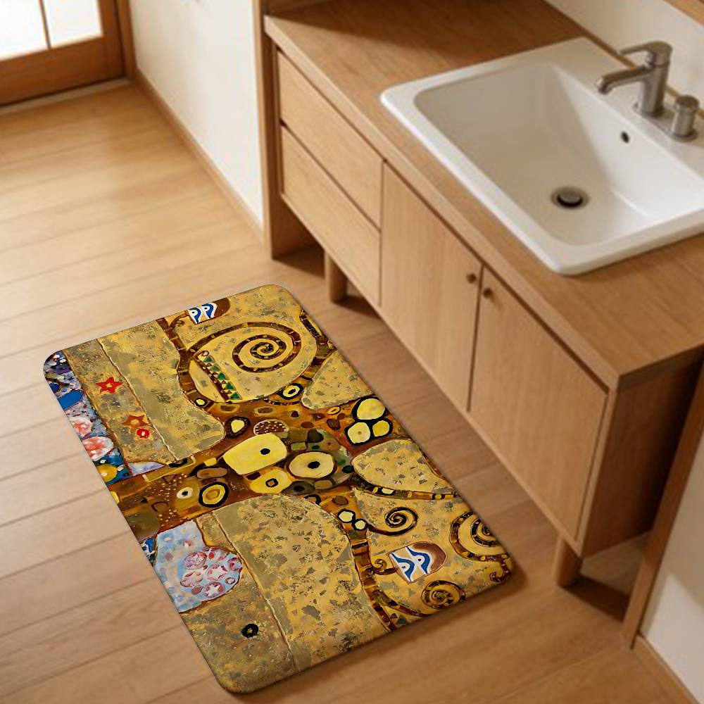 Gustav Klimt The Kiss Soft Hallway Carpet Non-Slip Laundry Room Mat Laundry Decor Balcony Child Living Room Toilet Rug
