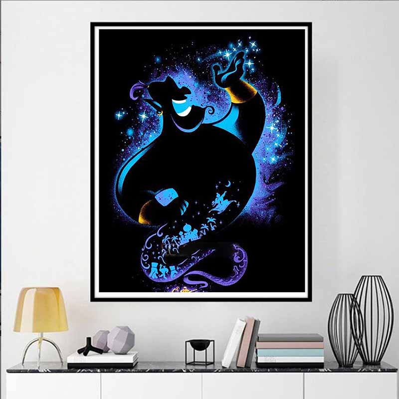 Disney Diamantmalerei Aladdin Silhouette Kunst Illustration Mosaik Stickerei Diamantmalerei Kreuzstich Heimdekoration 5D DIY