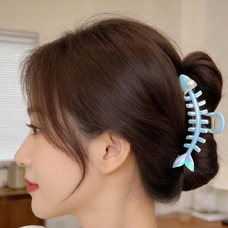 Nacreous Fish Bone Hair Clip Slip Resistant Design Lightweight Hairpin For Women Girls Soft Feel Wear