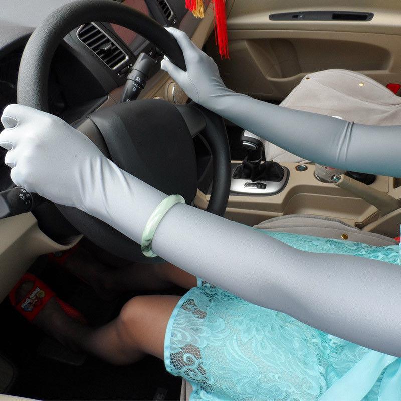 

Літні жіночі мереживні рукавиці УФ-захисні рукавички Атласні еластичні рукавички Водійські рукавички для жінок Аксесуари сірий колір