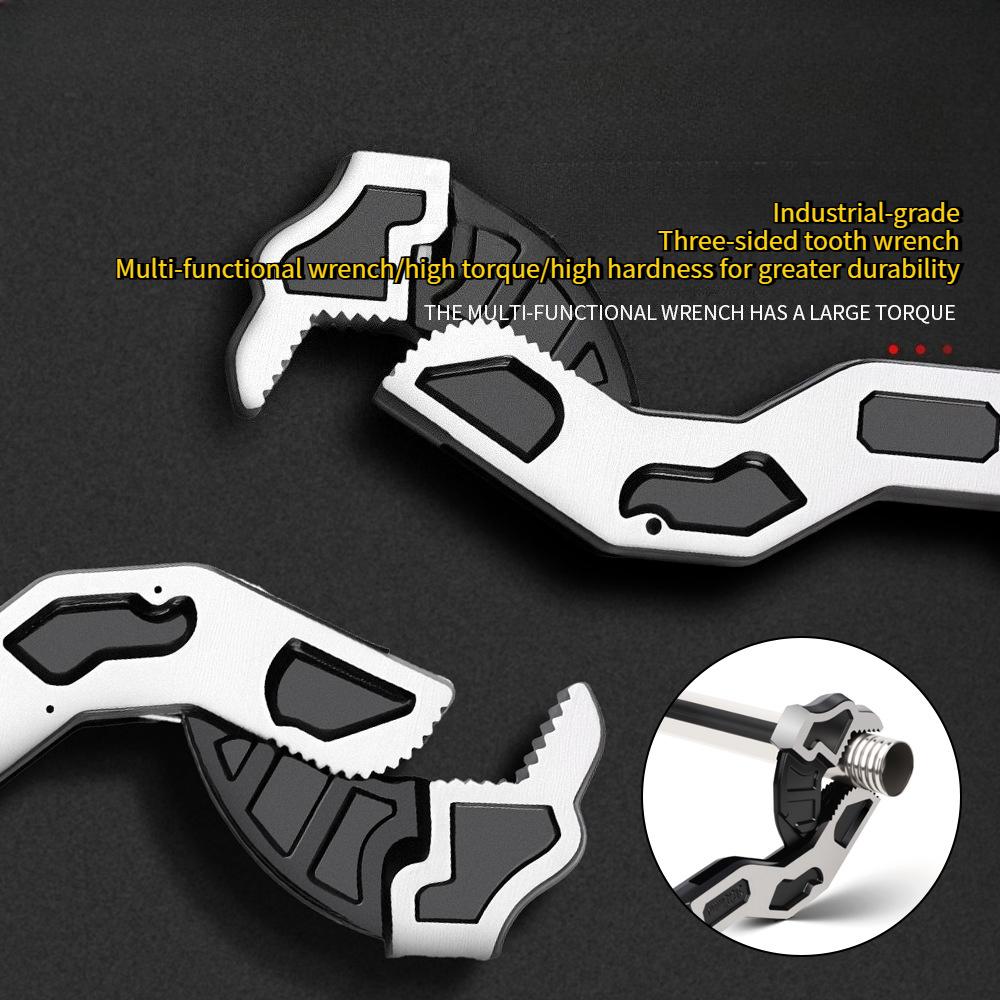 Universal Anti-slip Adjustable Wrench Set Stainless Steel Quick Snap Pipe Repair Tool for Plumbing & Household Maintenance