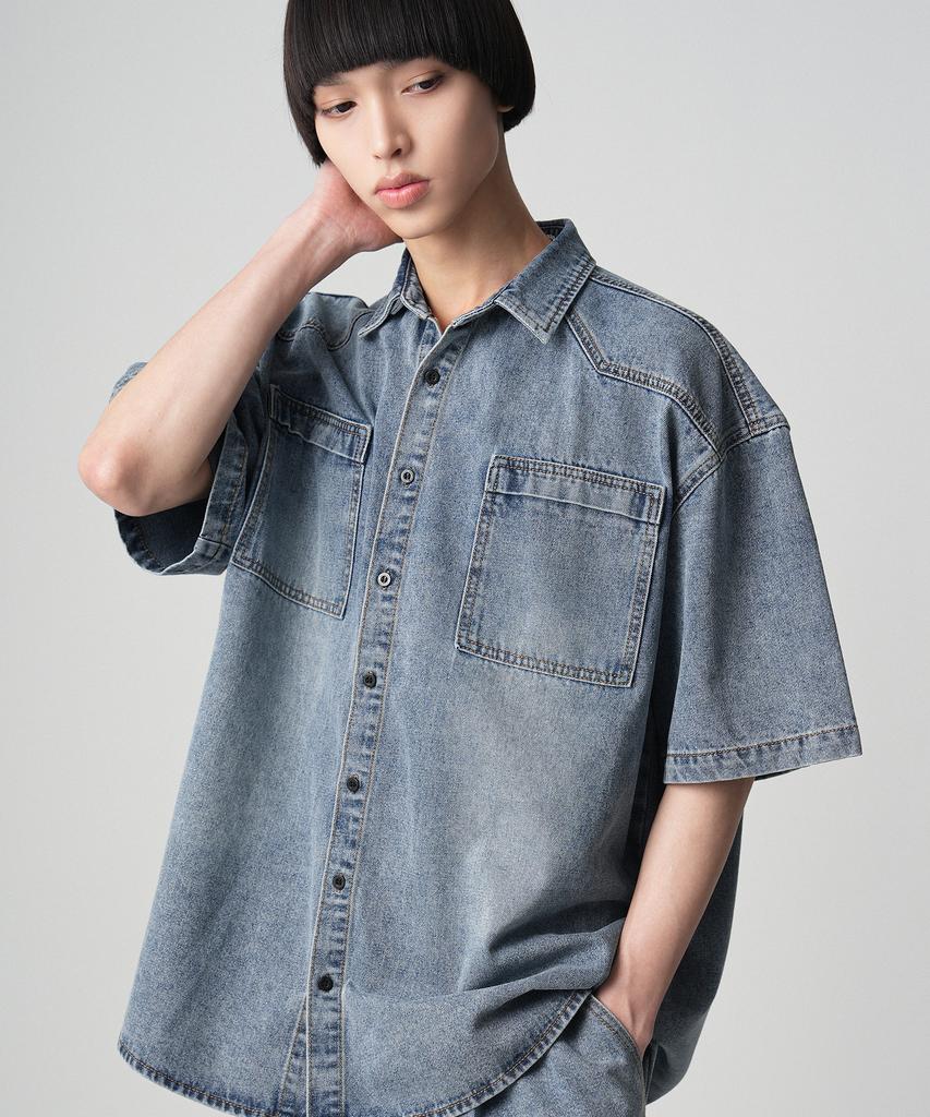 AVANDRESS Western Short-Sleeve Denim Shirt - 3Col