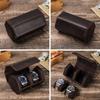 Vintage Crazy Horse Leather Cowhide Wristwatch Storage Box - Portable Genuine Leather Travel Case for Couples