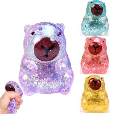 Festlicher Capybara Quetschball, Weicher Glitzer Gummi Fidget, Niedliches Cartoon Design zur Stressbewältigung & als Weihnachtsgeschenk