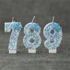 Blue Crown Birthday Frozen Candles for Cakes 0-9 Number Princess Cake Candle Party Decor Blue Crown Candle Stands Party Supplies
