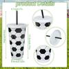 6/12pcs Reusable Plastic Soccer Cups with Lid Straws Kids Football Party Favors Sports Themed Birthday Decoration Supplies Gifts