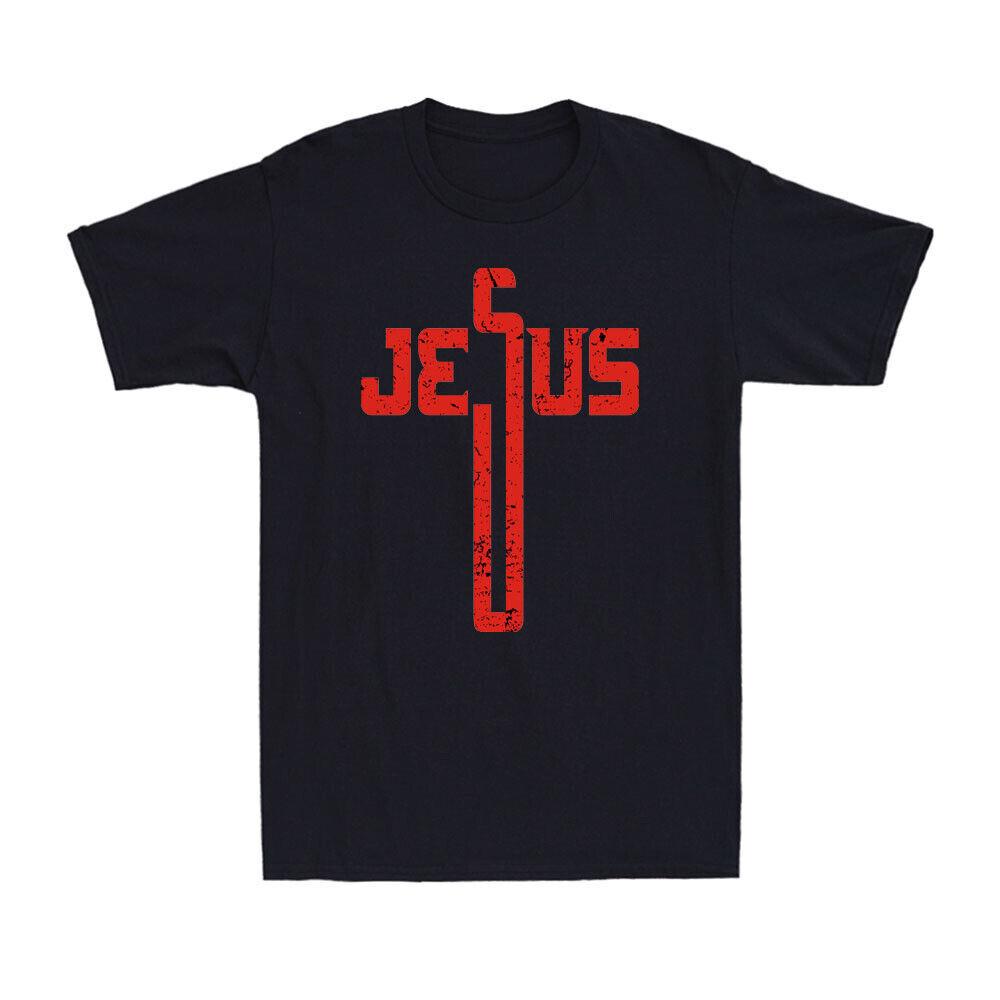 Jesus Cross T-Shirt Funny Christian Faith Religious Vintage Men s T-Shirt L
