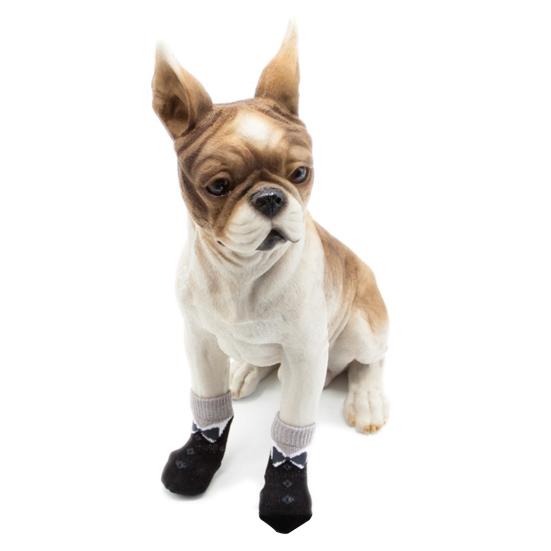 4 Stück Haustiersocken, atmungsaktiv, rutschfest, Baumwolle, gestrickt, Pfotenabdruck, Hundesocken für den Alltag