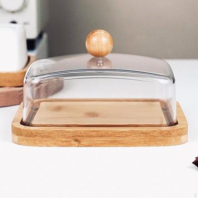 Bambus Butterdose mit Deckel Multifunktionaler Aufbewahrer Halter für Buffet Kühlschrank