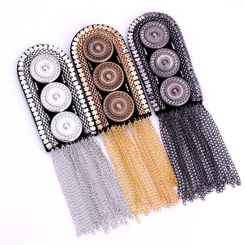 Metal Tassel Epaulette Shoulder Accessories Patch Punk Rock Brooch Tassel Epaulets Punk Style Metal Texture Fringe Epaulette