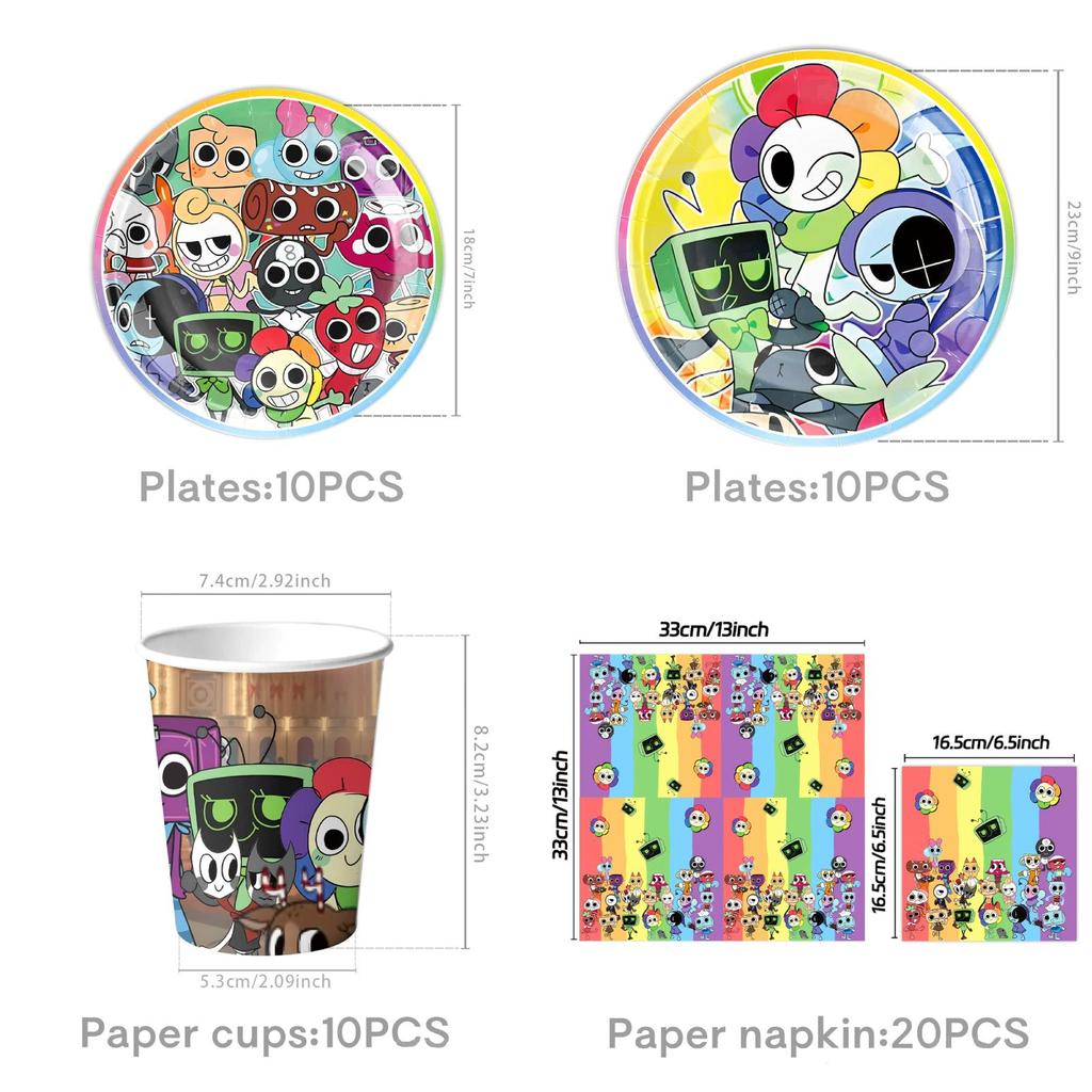 Set Decoratiuni Petrecere Tematica Lumea lui Dandy Cu Farfurii de Hârtie, Pahare și Stindard Pentru Ziua de Naștere a Copiilor