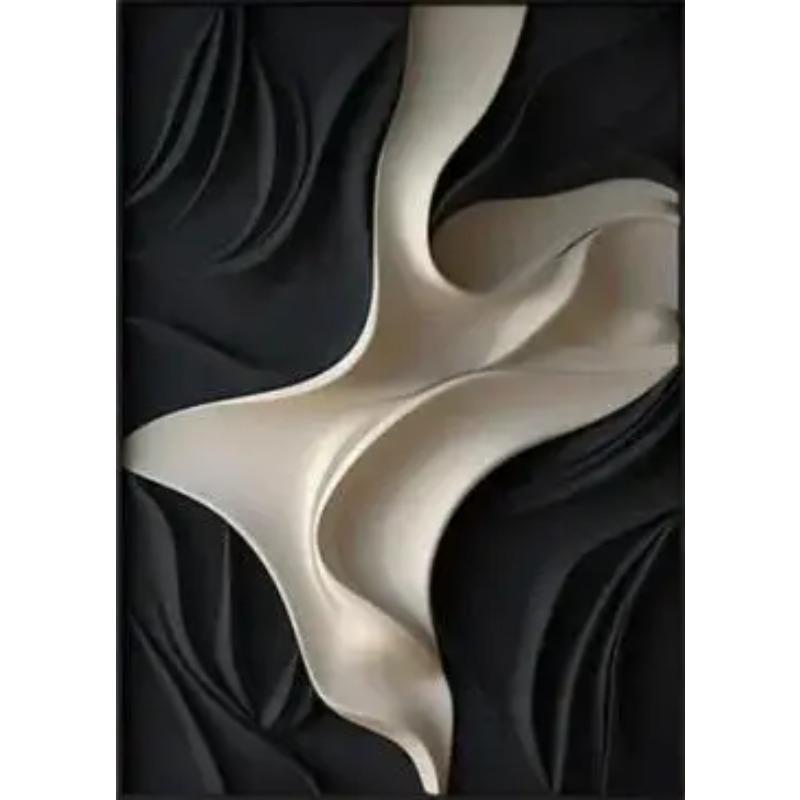 Modern Abstract Textured Canvas Wall Art, Minimalist Irregular White Wave Print Poster for Home Decor 21X30CMNo Framed