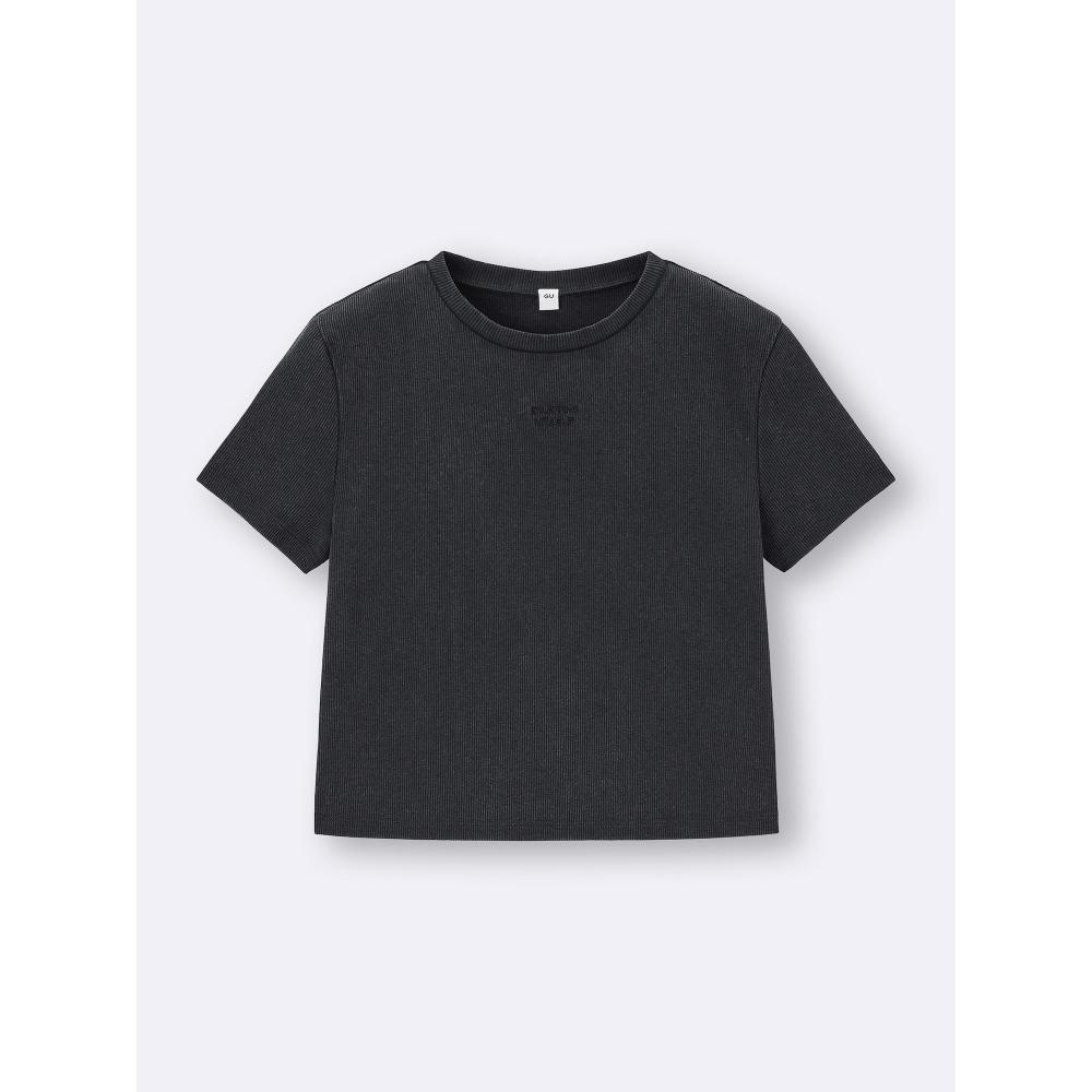 GU by Uniqlo Girls Rib Crop Logo T Jr